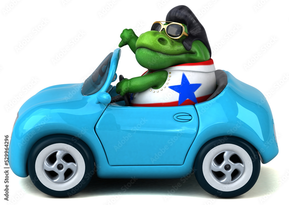 Fun 3D cartoon illustration of a Trex rocker Fun 3D cartoon illustration of a Trex rocker