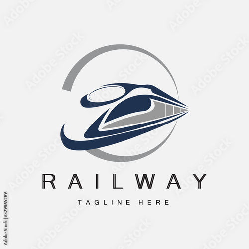 Train Logo Design. Fast Train Track Vector, Fast Transport Vehicle Illustration