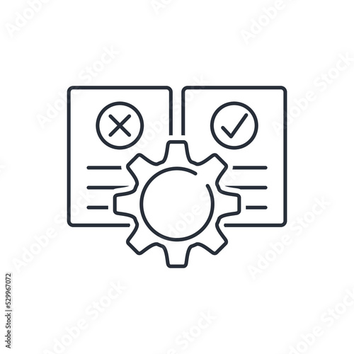 Advantages and disadvantages of technology. Vector linear icon isolated on white background.