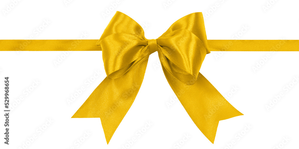 Shiny golden yellow satin ribbon with bow isolated on a transparent background. Shiny golden yellow satin ribbon with bow isolated on a transparent background.