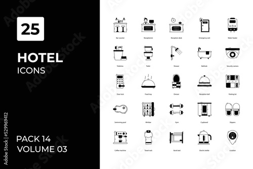 Hotel icons collection. Set vector line with elements for mobile concepts and web apps. Collection modern icons.