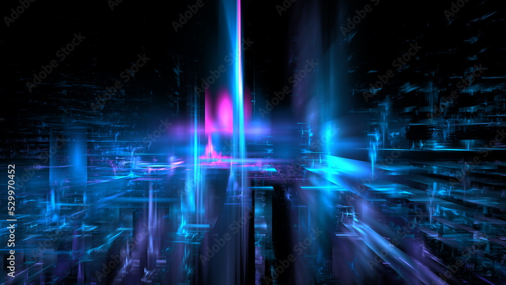 Fototapeta premium Digital cloud computing, information transfer. Abstract technology big data background concept. Motion of digital data flow. Transferring of big data. 3d render