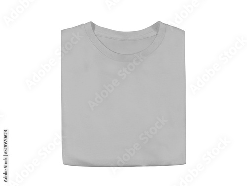 Isolated fold gray blank fold T-shirt product for design concept mock up.