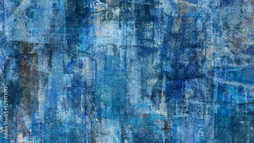水色、青のラフなペイント。抽象素材。スクラッチ、グランジ背景。