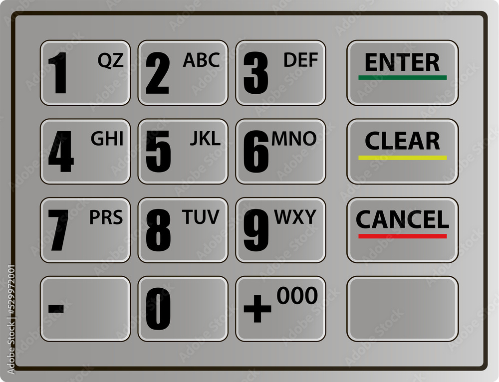Realistic keypad of an automated teller machine Realistic keypad of an automated teller machine
