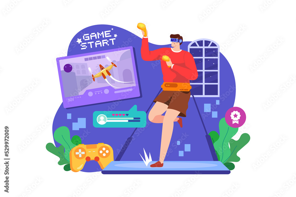 Virtual Reality Illustration concept on white background Virtual Reality Illustration concept on white background