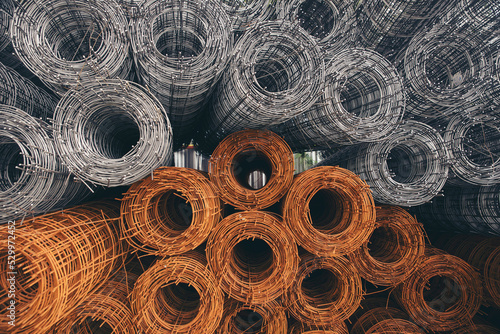Fotografiet Stainless Steel wire Rolls in construction site
