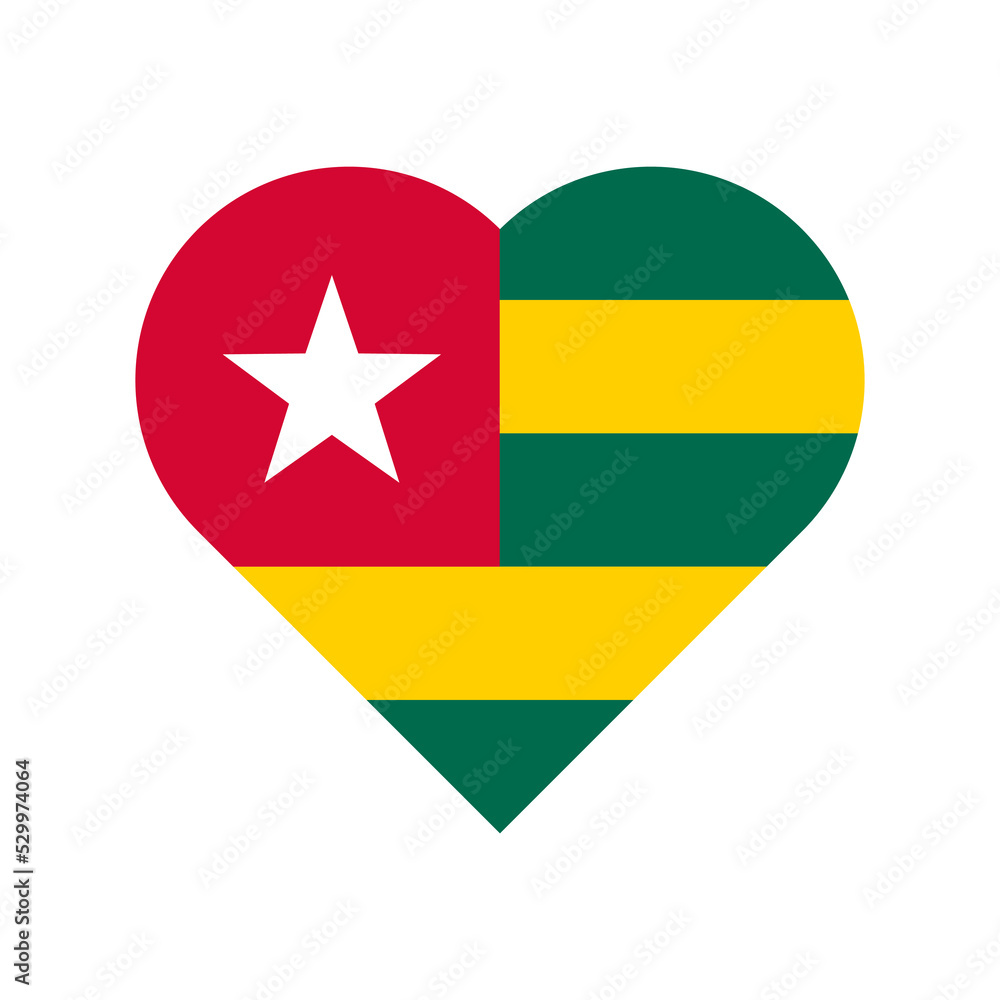 Togo vector flag heart on white background Togo vector flag heart on white background