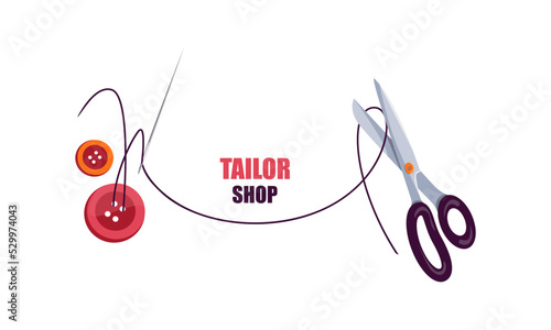 The logo of the tailor's workshop.A design template for a sewing workshop, a fashion designer's studio, a tailoring studio.
