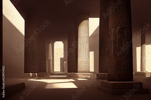 ancient egyptian hieroglyphics on ancient columns, ancient stone carving background, digital illustration, digital painting, cg artwork, realistic illustration