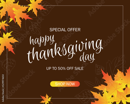 Fotografija Thanksgiving promotional banner or background with autumn leaves