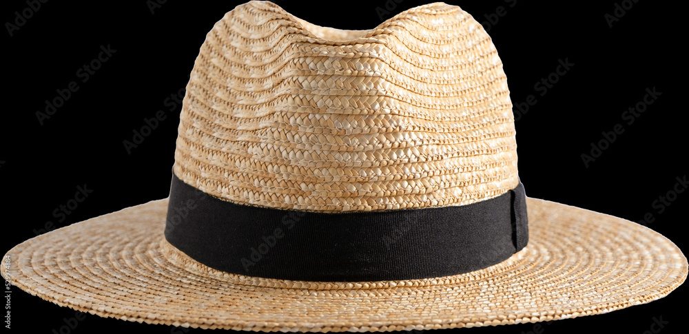 © Real_life - Summer straw hat isolated. Headdress Fedor hat style.
