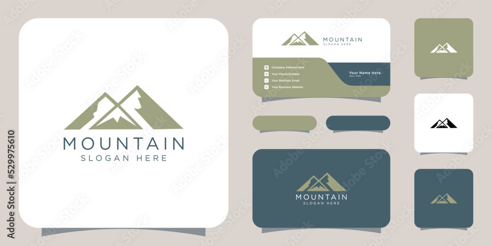 mountain logo vector and business card