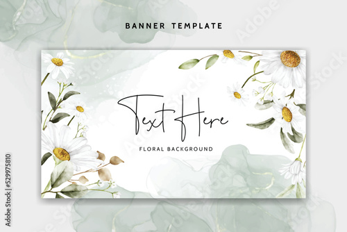elegant floral banner template with beautiful daisy flower