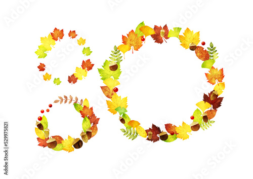 水彩風紅葉リースセット1