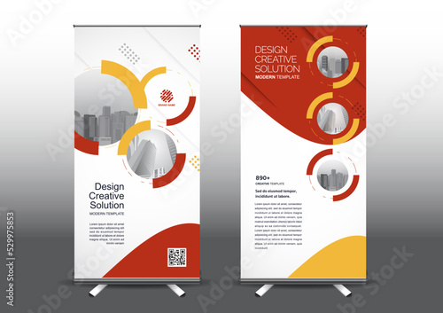 RollUp template vector illustration, Designed for style applied to the expo. Publicity banners, business model vertical.