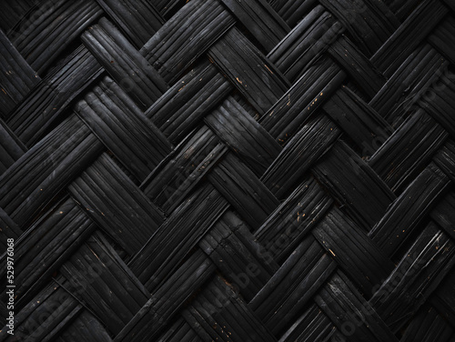 Wicker texture Handicraft pattern Black background 