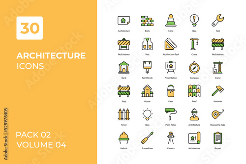 Architecture icons collection. Set vector line with elements for mobile concepts and web apps. Collection modern icons.