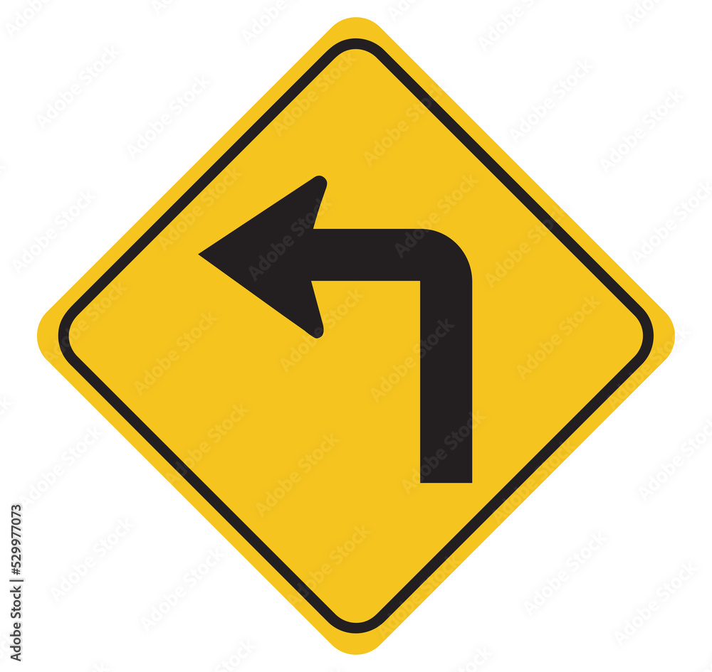 Turn left sign. Turn left sign.
