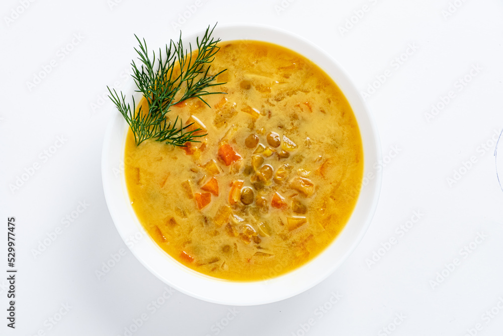 lentil soup on the white background lentil soup on the white background