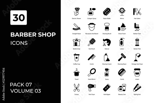 Barber Shop icons collection. Set vector line with elements for mobile concepts and web apps. Collection modern icons.