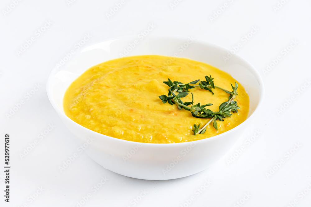 pumpkin cream soup on the white pumpkin cream soup on the white