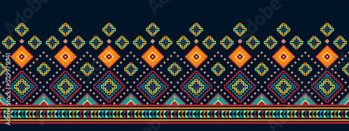 Ikat ethnic seamless pattern decoration design. Aztec fabric carpet boho mandalas textile home decor wallpaper. Tribal native motif Hungarian polish Moravian folk American traditional embroidery 