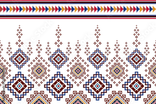 Ikat ethnic seamless pattern decoration design. Aztec fabric carpet boho mandalas textile home decor wallpaper. Tribal native motif Hungarian polish Moravian folk American traditional embroidery 