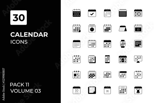 Calendar icons collection. Set vector line with elements for mobile concepts and web apps. Collection modern icons.