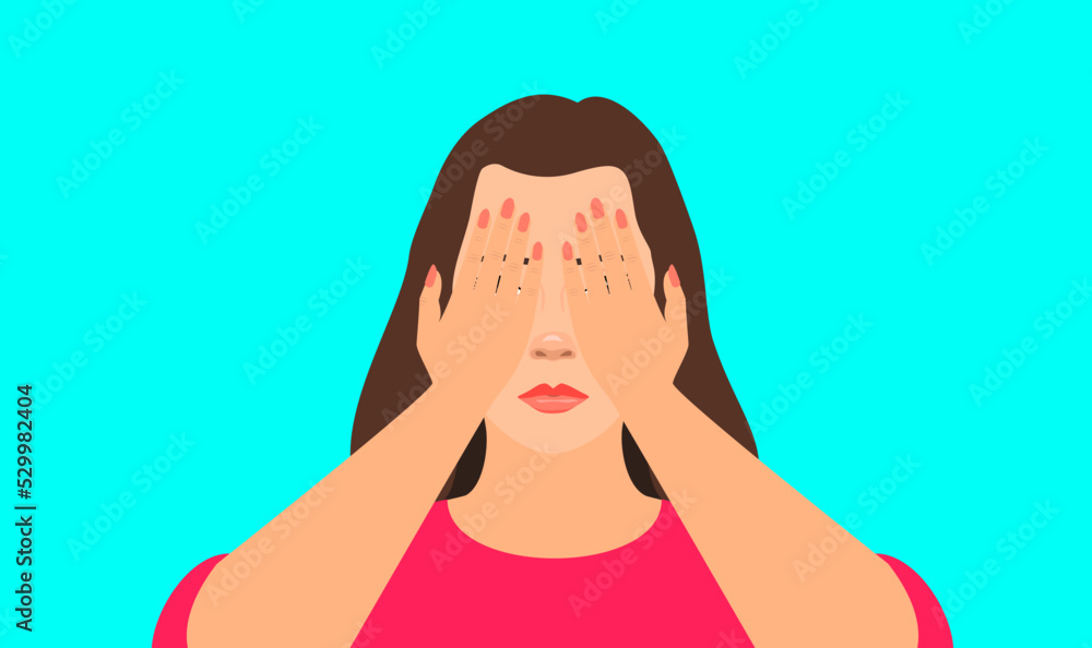 portrait of woman cover face with hands vector illustration portrait of woman cover face with hands vector illustration