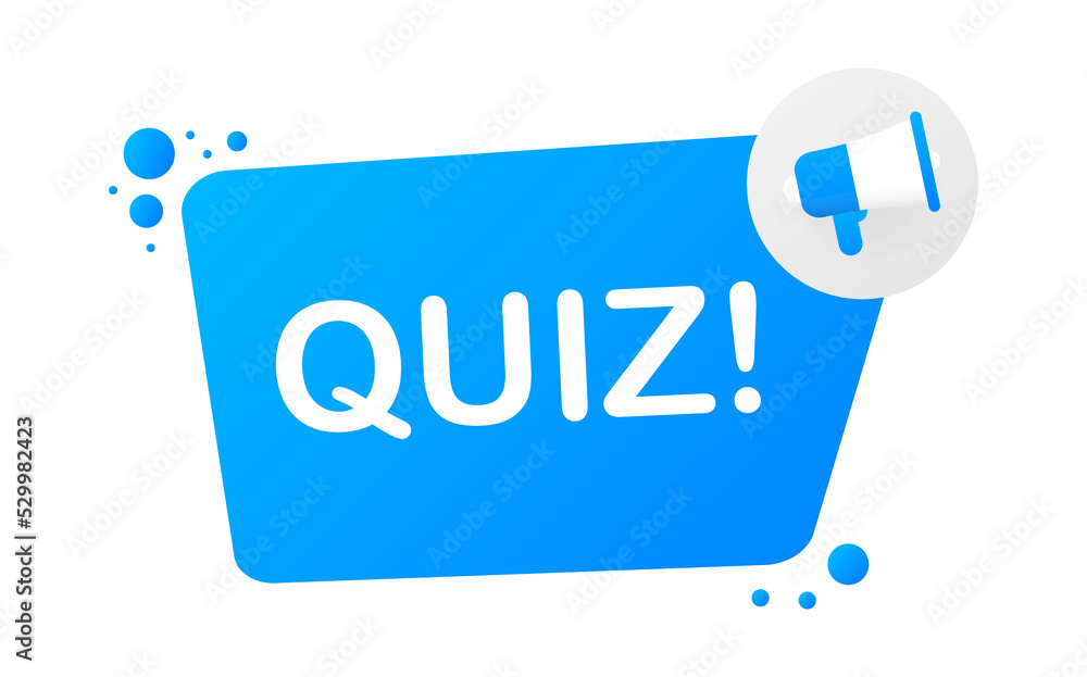 Hand holding megaphone - Quiz. Vector stock illustration. Hand holding megaphone - Quiz. Vector stock illustration.