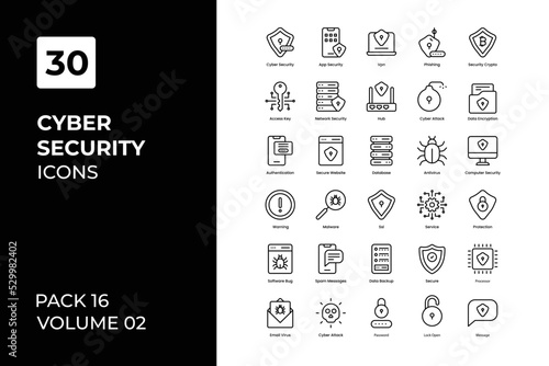 Cyber security icons collection. Set contains such Icons as access, computer, crime, cyber, datum, and more