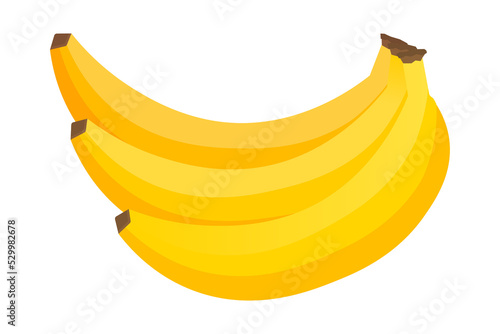 Vector banana. Bunches of fresh banana fruits isolated on white background, collection. Vector stock illustration.