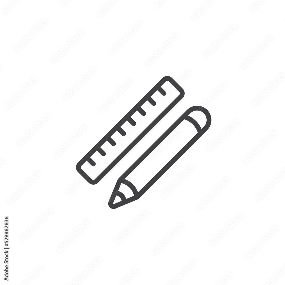 Fototapeta premium Ruler and pencil line icon