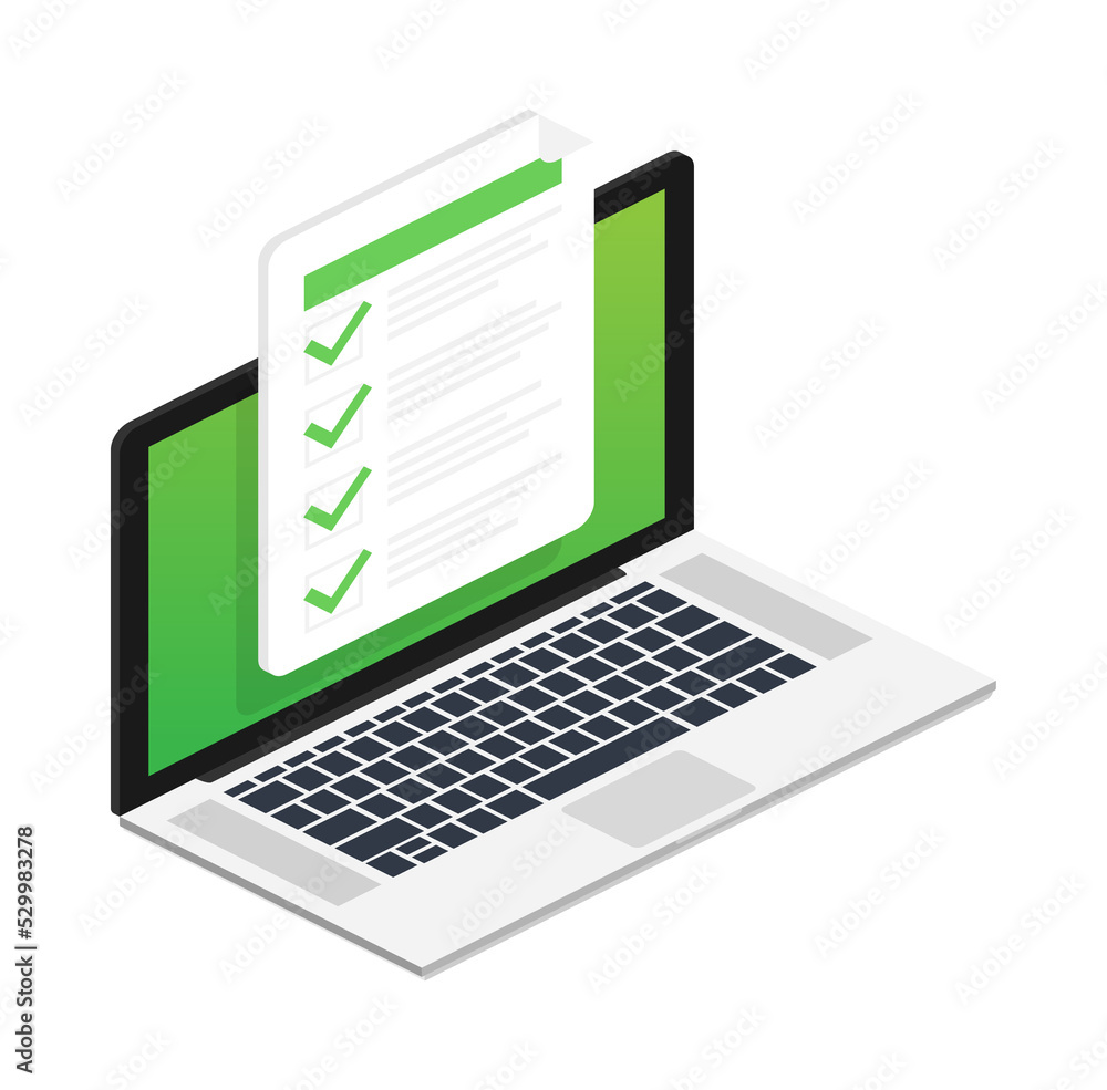 Online exam, checklist and pencil, choosing answer, questionnaire form, taking test. Vector stock illustration. Online exam, checklist and pencil, choosing answer, questionnaire form, taking test. Vector stock illustration.