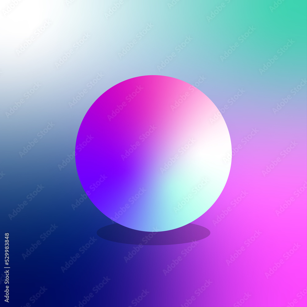 abstract blue sphere on colourful background. gradient. design