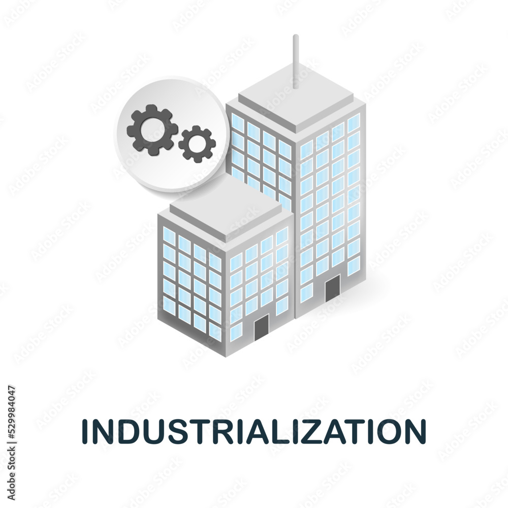 Industrialization icon. 3d illustration from climate change collection. Creative Industrialization 3d icon for web design, templates, infographics and more