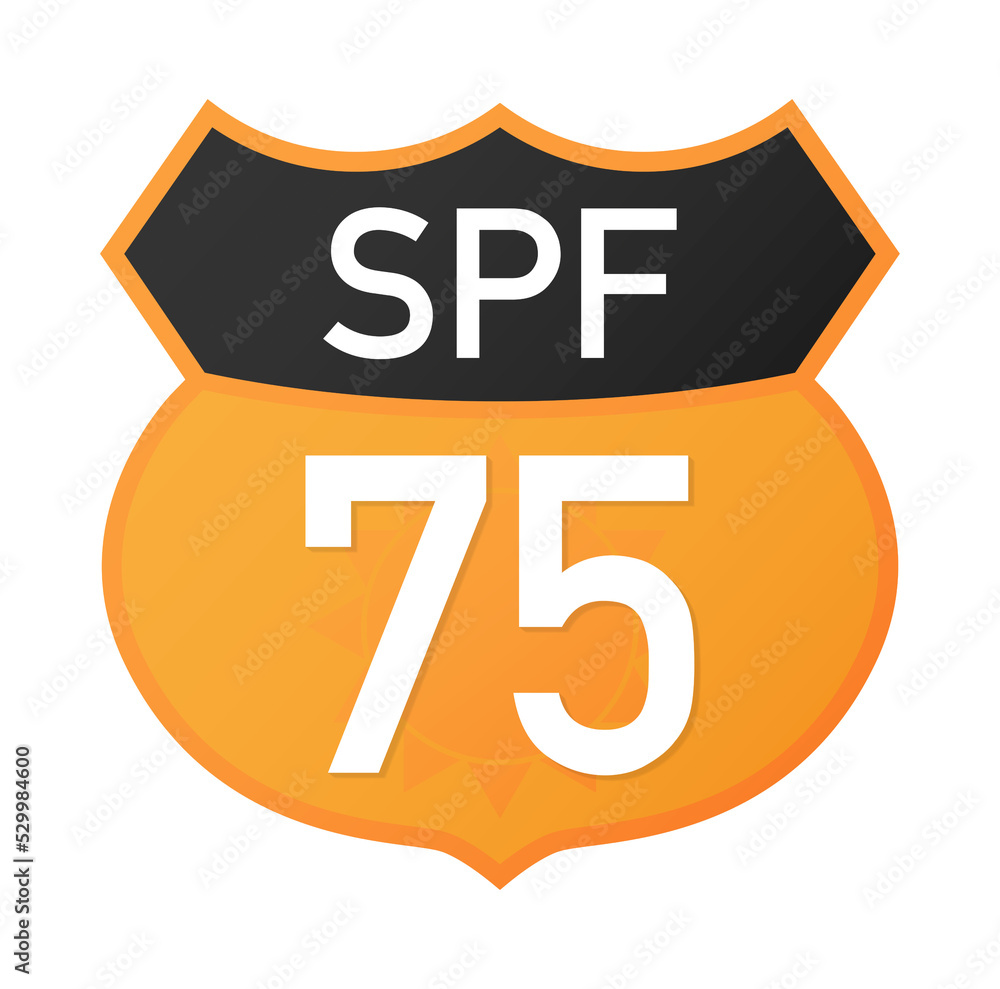 UV, sun protection SPF 75 vector icon on white background. Vector stock illustration. UV, sun protection SPF 75 vector icon on white background. Vector stock illustration.