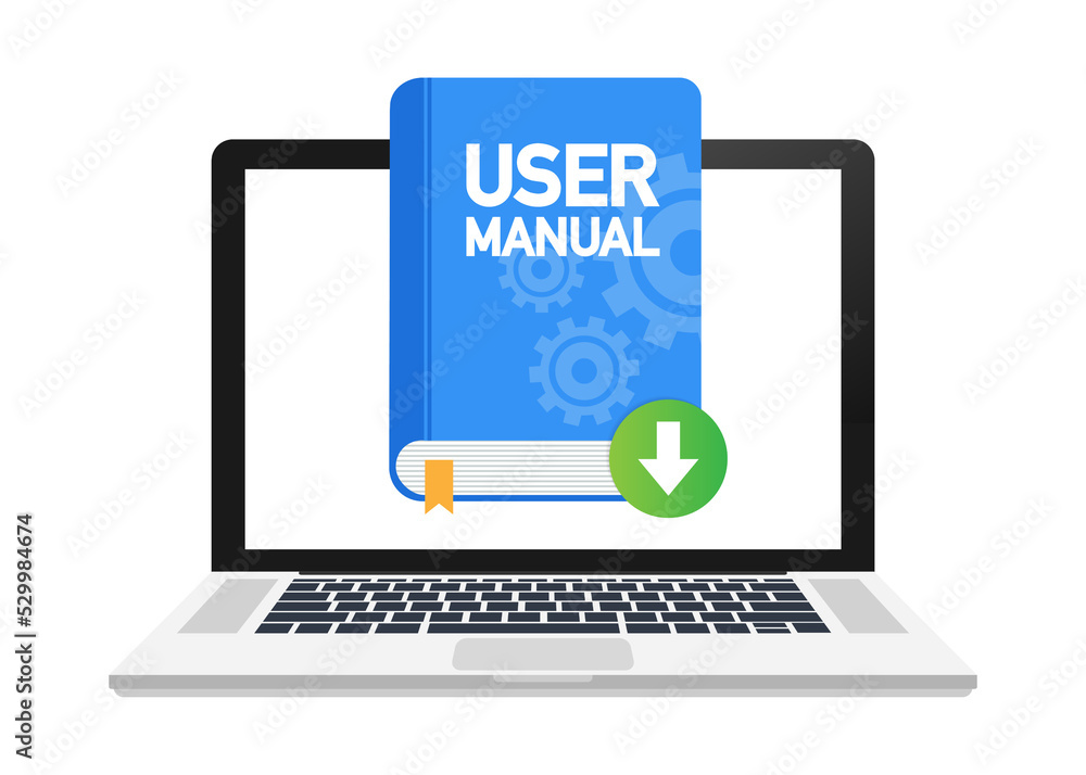 Download User manual book illustration in flat style. Vector stock illustration. Download User manual book illustration in flat style. Vector stock illustration.