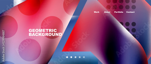 Glassmorphism landing page background template. Colorful glass shapes with metallic effect abstract composition for wallpaper, banner, background