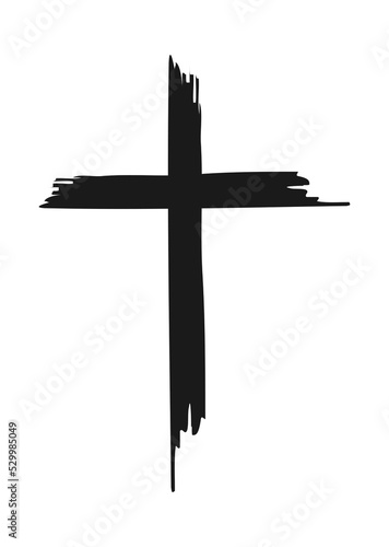 Vector cross silhouette with blood and shadow. Vector stock illustration.