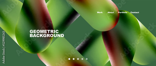 Glassmorphism landing page background template. Colorful glass shapes with metallic effect abstract composition for wallpaper, banner, background