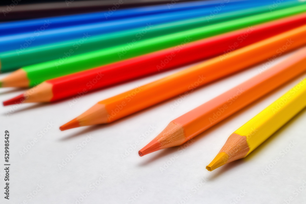 Many multicolored pencils isolated on a white background Many multicolored pencils isolated on a white background