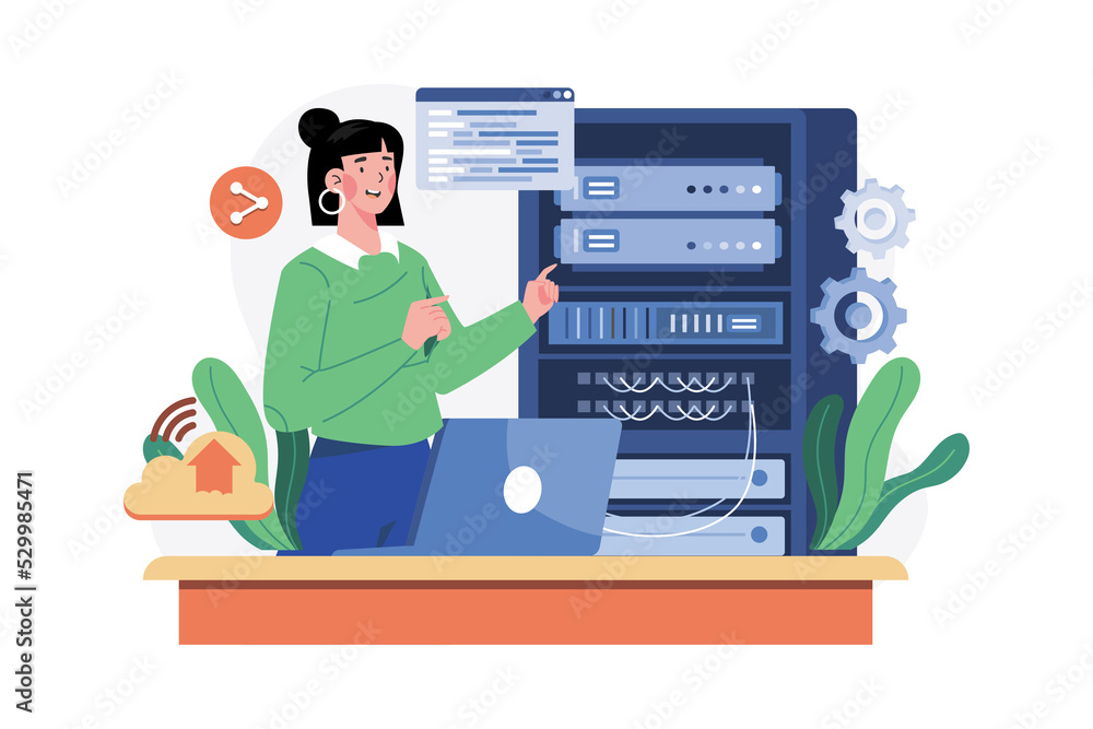 Server Maintenance Illustration concept on white background