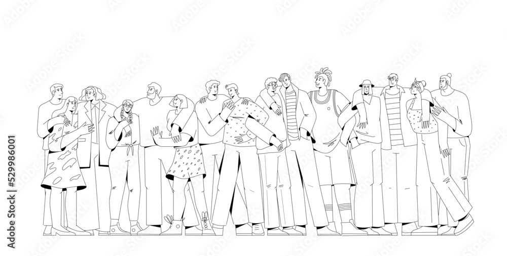 Friendly team, a group of happy people standing together, supporting. Friendly team, a group of happy people standing together, supporting.