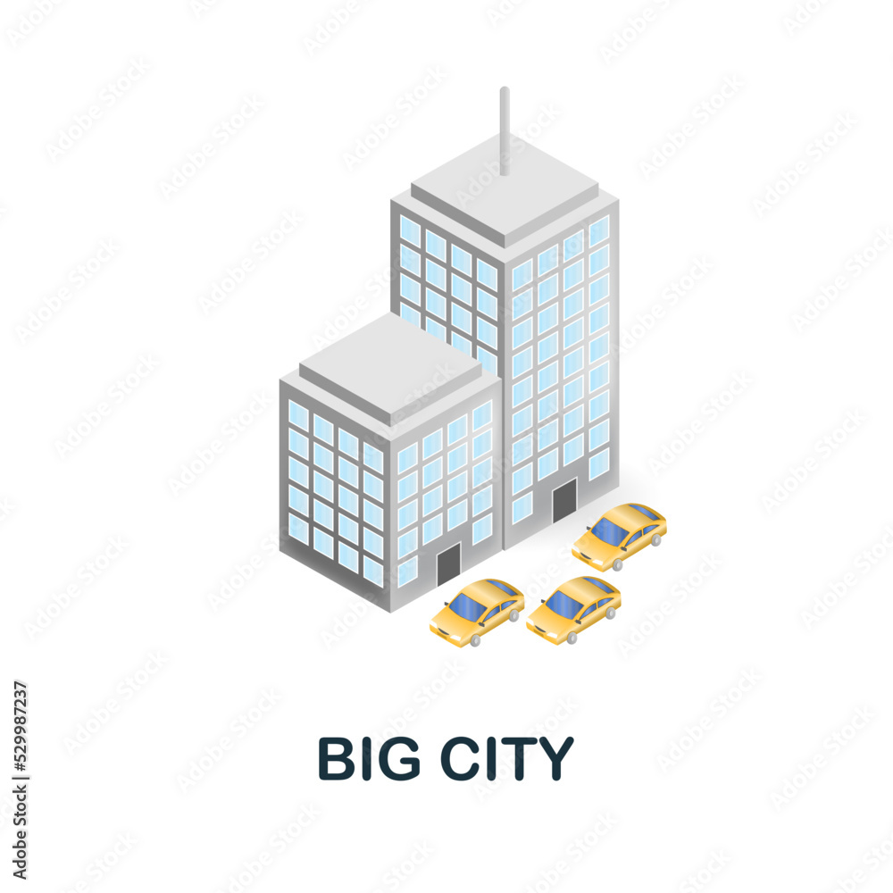 Big City icon. 3d illustration from climate change collection. Creative Big City 3d icon for web design, templates, infographics and more