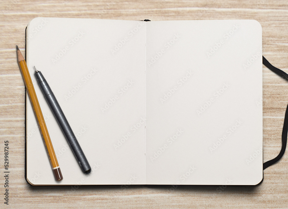 Study concept with white notebook Study concept with white notebook