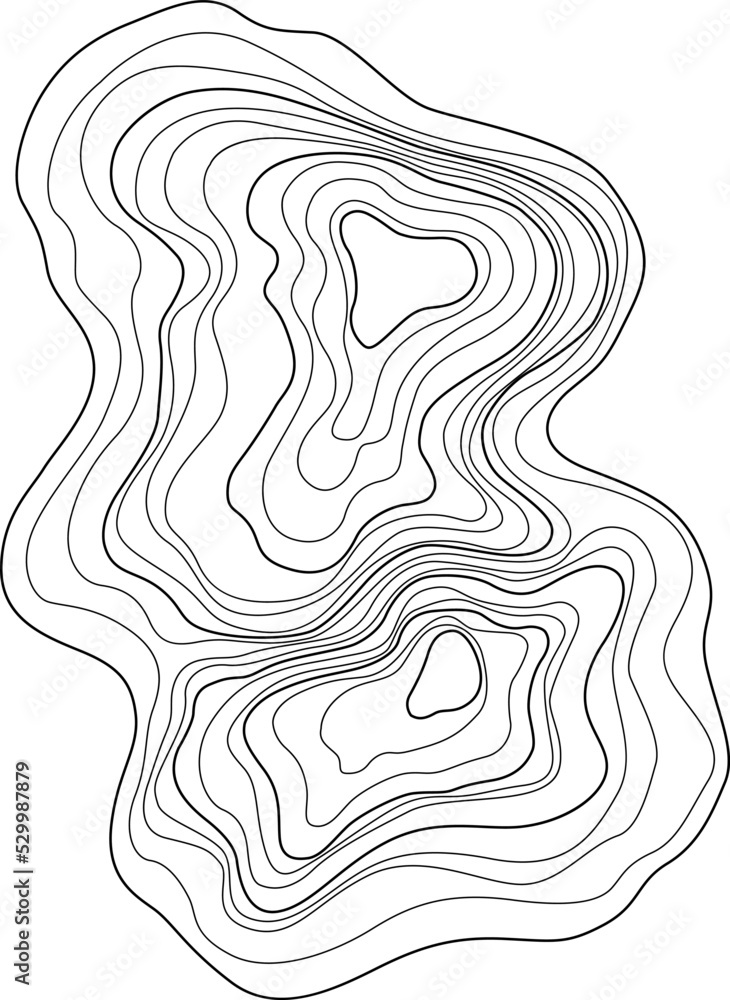 Abstract tree ring. Vector topographic map design element. Contour map ...