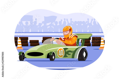 Riding a karting Illustration concept on white background