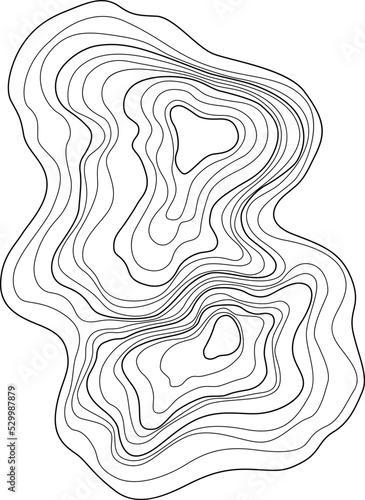 Abstract tree ring. Vector topographic map design element. Contour map concept. Thin wavy lines.